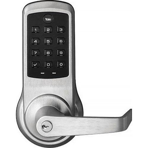 Yale Commercial NTB610-ZW2-626 nexTouch Push-Button Lever Lock with Z-Wave, Satin Chrome