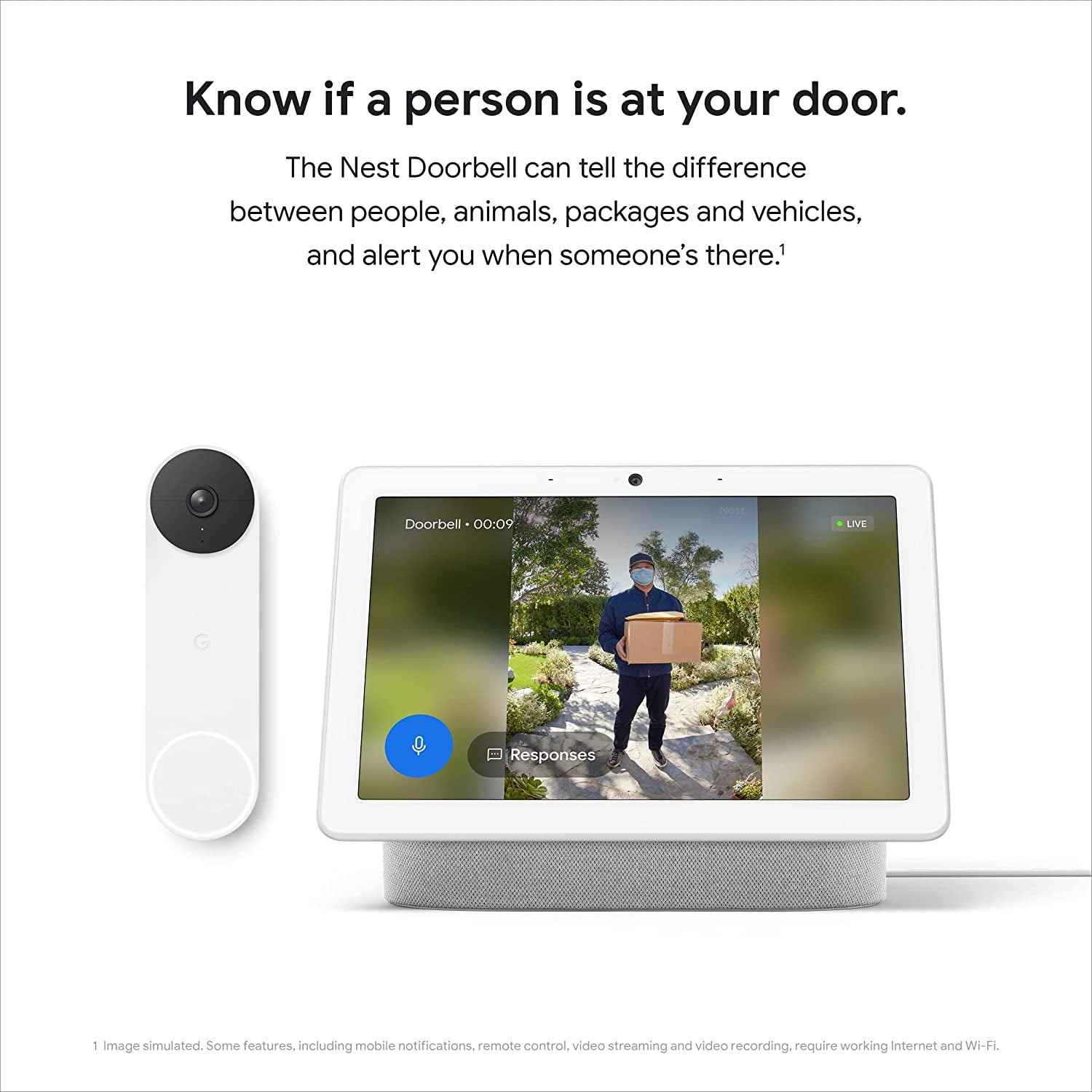 Nest Doorbell - Battery Video Doorbell Camera - Doorbell Security Camera - Snow