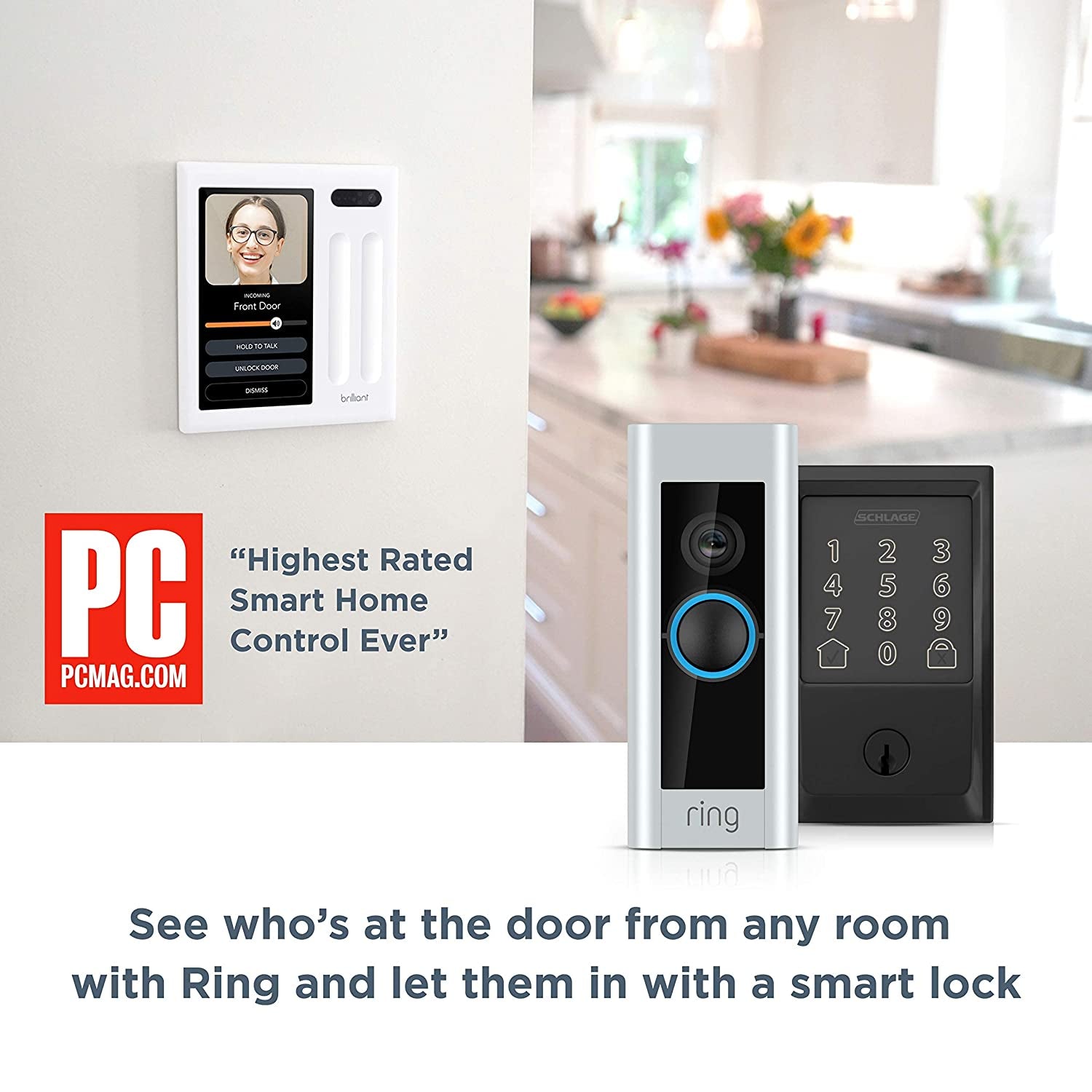 Smart Home Control (3-Switch Panel) — Alexa Built-In & Compatible with Ring, Sonos, Hue, Google Nest, Wemo, Smartthings, Apple Homekit — In-Wall Touchscreen Control for Lights, Music, & More